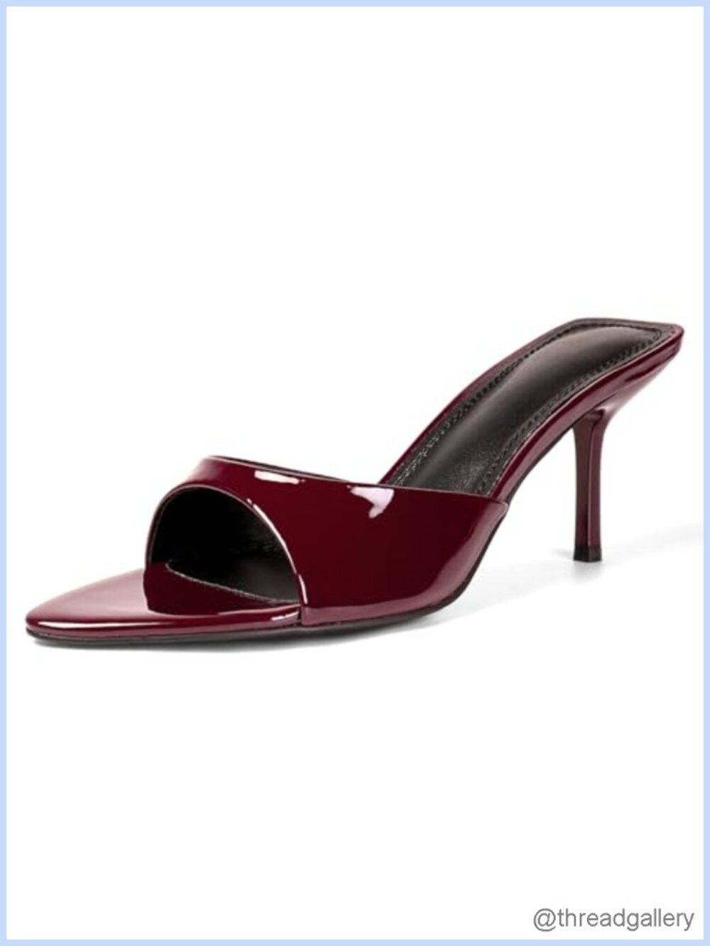 Kitten Heels Pointed Open Toe Mule Heeled Sandals Faux Leather Slip On